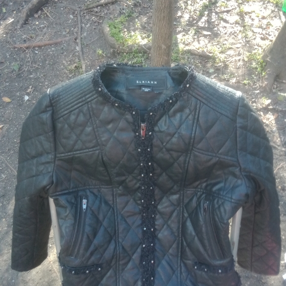 S.LRIAHH women's small black leather designer biker jacket.
